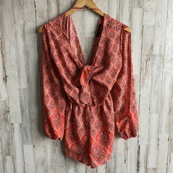 Romeo + Juliet Couture Boho Tie-Front Romper - Picture 1 of 5